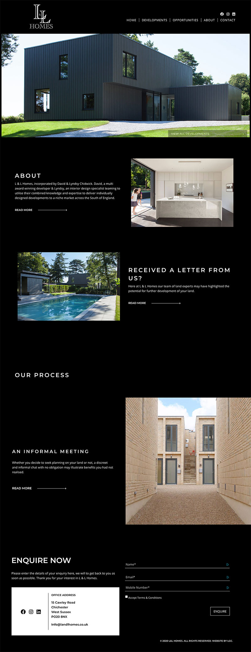 L and L home page website mockup